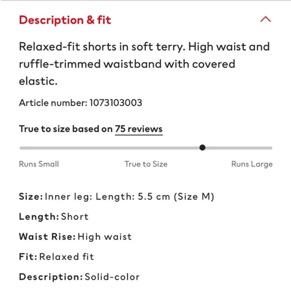 H&M | Terry | Ruffle Waist | Shorts | Beige - Picture 3 of 12